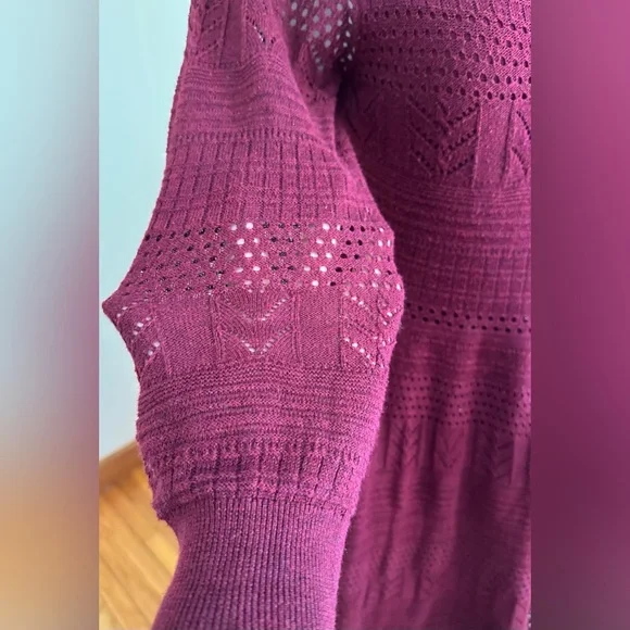 AEO American Eagle Outfitters 3/4 Sleeve, Burgundy, Knitted Dress Sz. L - Picture 5 of 14